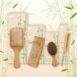 Bamboo Hair Brush Comb Set