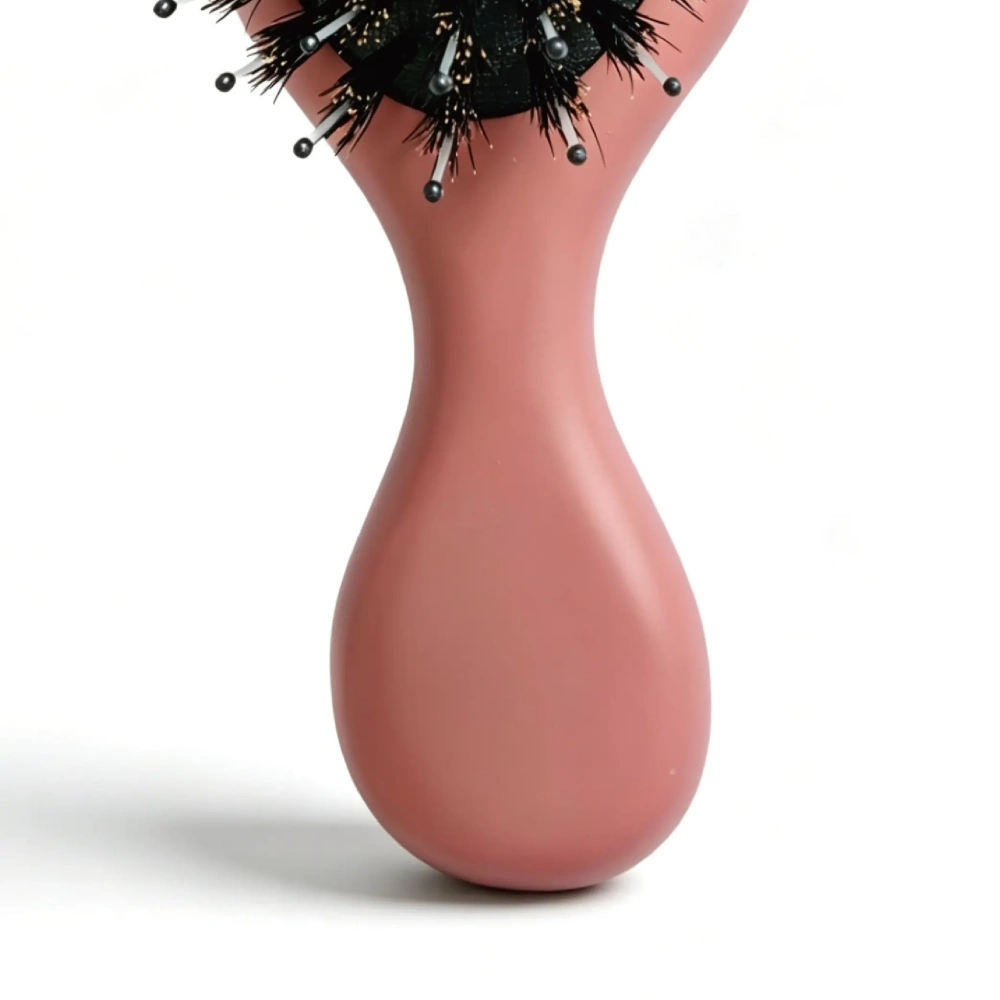 Ergonomic dusty rose beech wooden handle of BSFL mini hairbrush